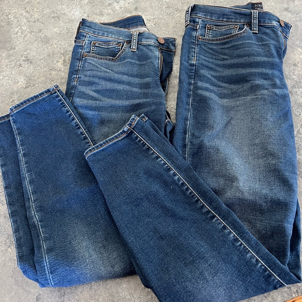 2 Pair EUC J. Crew 9” High Rise Skinny Jeans Stretch Knit Denim Size 27 US 4